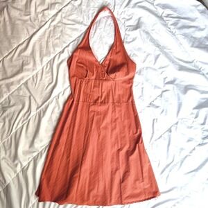 Vintage Vol. 1 Halter Dress Cotton V-Neck A-Line Midi Bright Retro Sun Dress 6